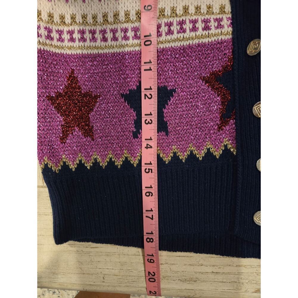 Paco Rabanne Women's Fair Isle Metallic Knit Cardigan Size M - Picture 6 of 7